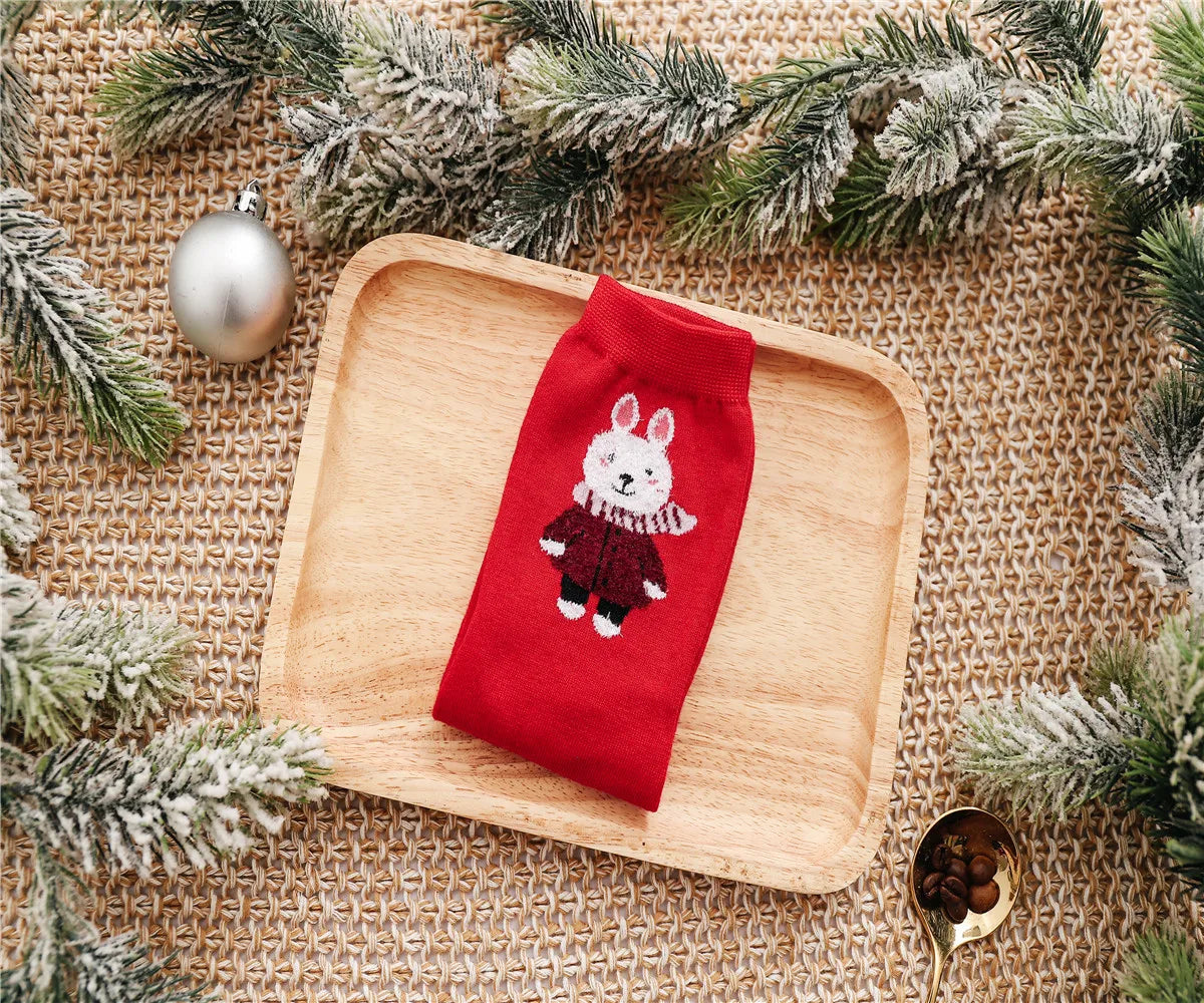 2021 Christmas Socks Cute Cartoon Animals Christmas Gift Woman Socks Funny Christmas Elk Cat Bear Christmas Gift Socks