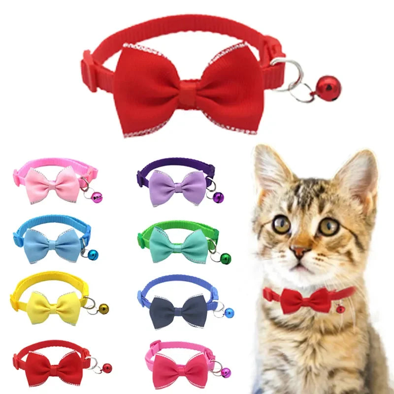 Pet Collars New Pet Bow Bell Collars Cute Cat Collars Pet Supplies Multicolor Adjustable Pet Dressing Tool Pet Accessories