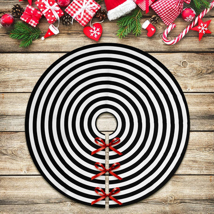 Black and White Annual Ring 48 Inch Christmas Tree Skirt, Rustic Farmhouse Large Lollipop Funny Party Decor Supplies for Xmas Tree Mat Halloween Decorations Occasion Ornaments 48"