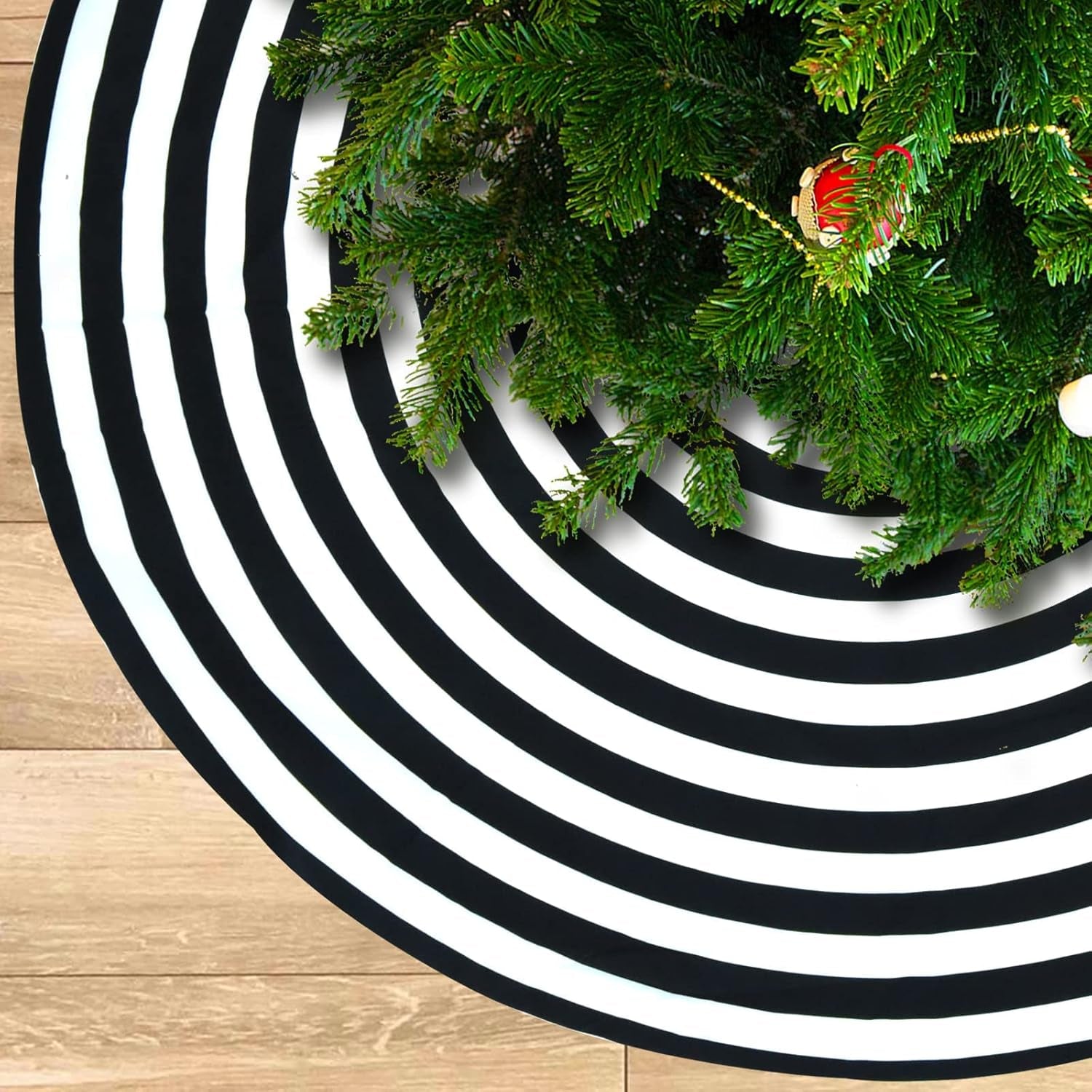 Black and White Annual Ring 48 Inch Christmas Tree Skirt, Rustic Farmhouse Large Lollipop Funny Party Decor Supplies for Xmas Tree Mat Halloween Decorations Occasion Ornaments 48"