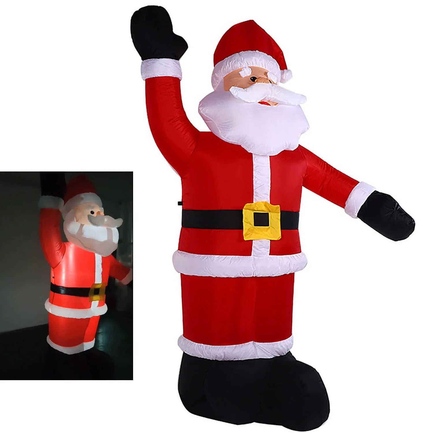 8Ft Tall Happy Christmas Inflatable Santa Is Here Bringing Cheer Annual Perfect Christmas Winter LED Lights Decor Blow up Lighted Yard Lawn Decor Home Family Outside