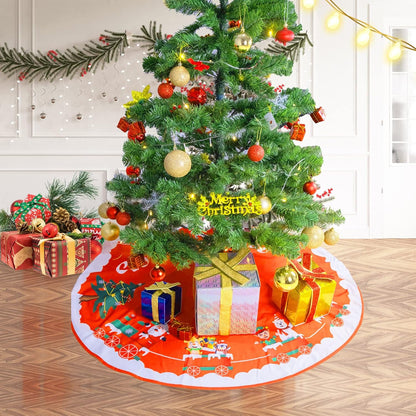 Christmas Tree Skirt, 48 Inch for Home Merry Christmas Party Decorations Indoor (X-Mas Tree, Snowman and Santa Claus)