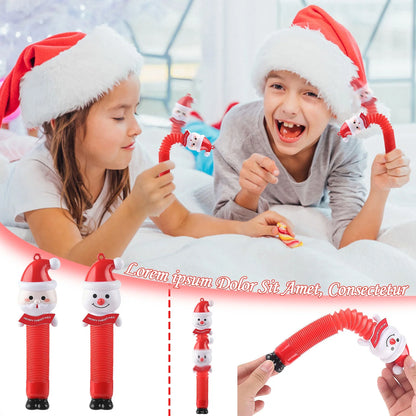 Christmas LED Light up Tubes Sensory Toys for Toddlers, Party Favors Decorations Pull and Stretch Toys for Kids Halloween Christmas Party Goodie Bag Stuffers, Santa