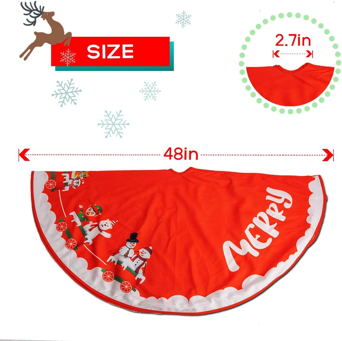 Christmas Tree Skirt, 48 Inch for Home Merry Christmas Party Decorations Indoor (X-Mas Tree, Snowman and Santa Claus)