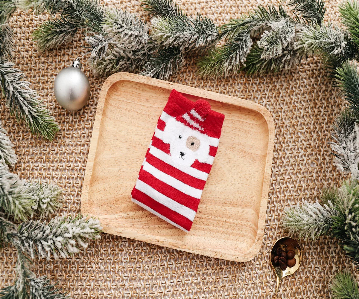 2021 Christmas Socks Cute Cartoon Animals Christmas Gift Woman Socks Funny Christmas Elk Cat Bear Christmas Gift Socks