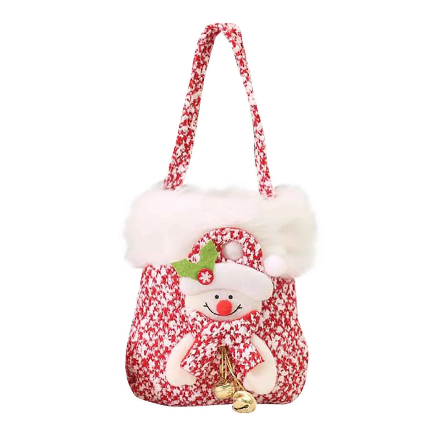 Christmas Gift Bags, Plush Reindeer Doll Gift Bags with Handles and Jingle Bell, Xmas Party Favor Gift Bags Christmas Goody Bags Tote Bags for Kids Girls Boys, 5.5"X6.7"