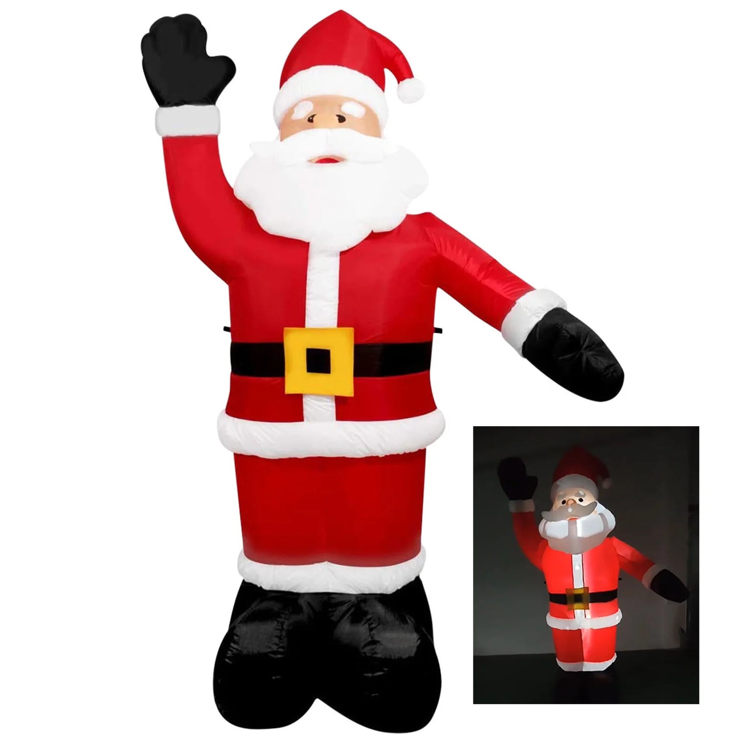 8Ft Tall Happy Christmas Inflatable Santa Is Here Bringing Cheer Annual Perfect Christmas Winter LED Lights Decor Blow up Lighted Yard Lawn Decor Home Family Outside