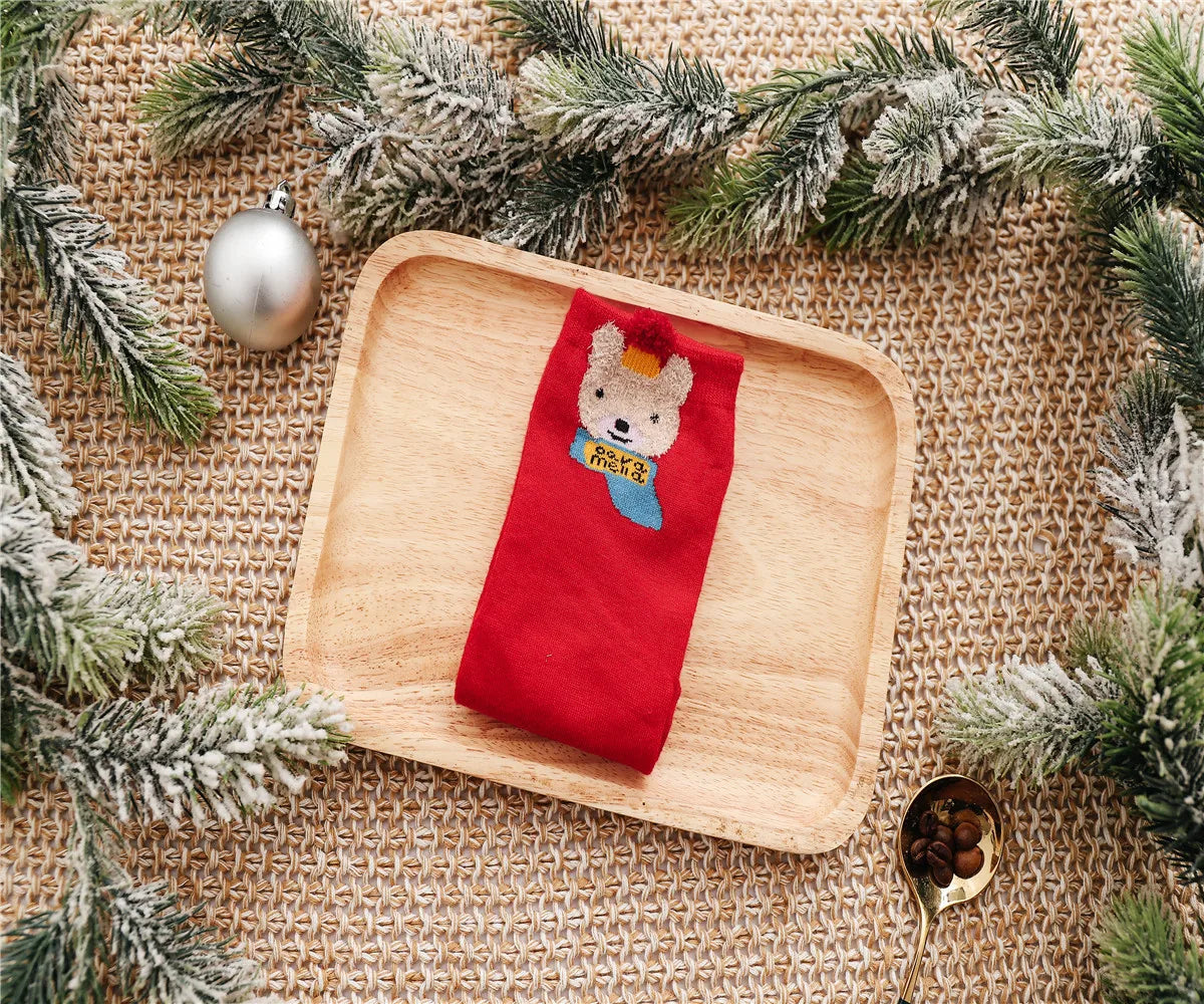 2021 Christmas Socks Cute Cartoon Animals Christmas Gift Woman Socks Funny Christmas Elk Cat Bear Christmas Gift Socks