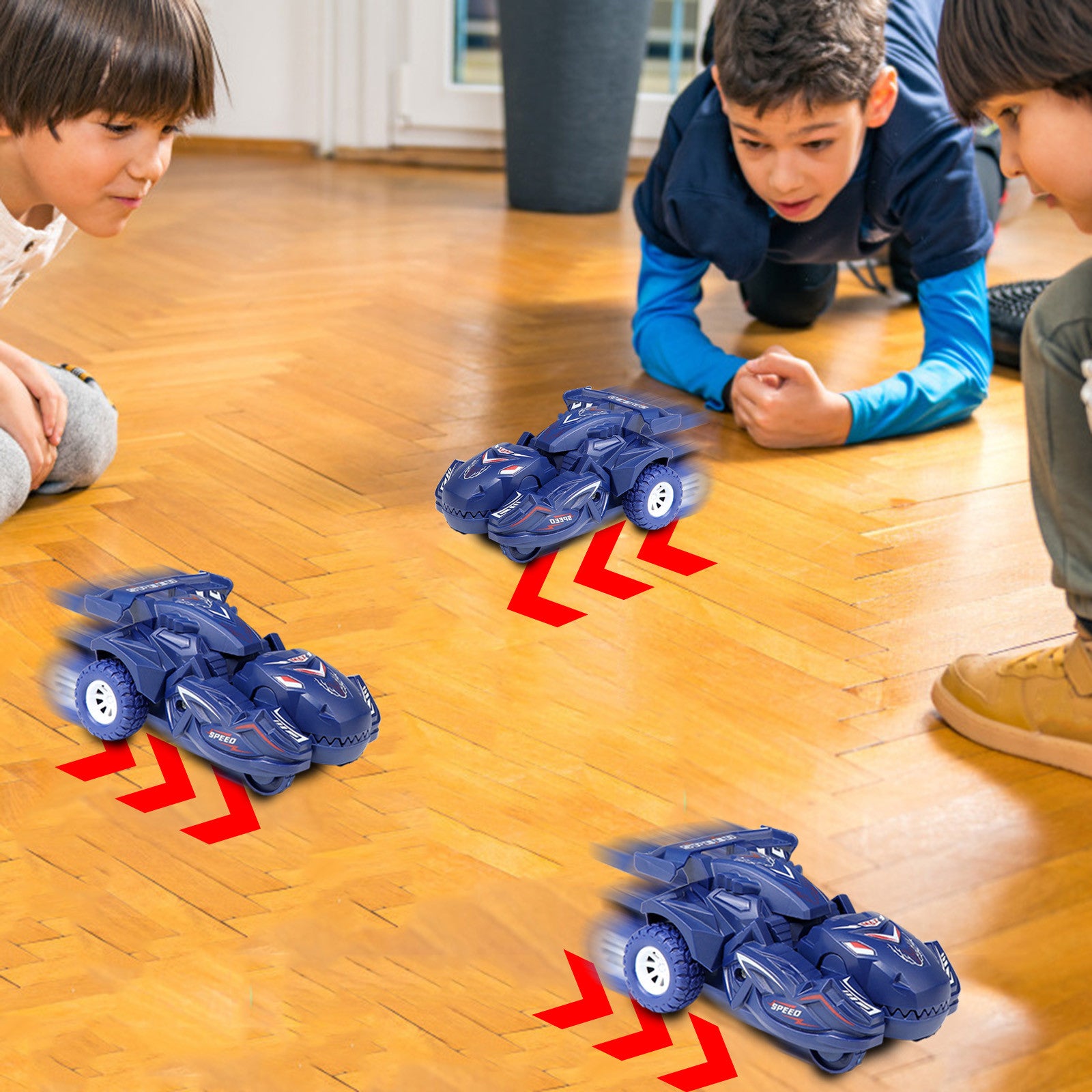 Taotanxi Transforming Dinosaur LED Car Dinosaur Toys for Kids 3-5-7 Pull Back Dino Race Car Toy Cars Christmas Birthday Gifts for Toddlers Boys Girls