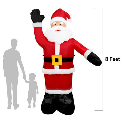 8Ft Tall Happy Christmas Inflatable Santa Is Here Bringing Cheer Annual Perfect Christmas Winter LED Lights Decor Blow up Lighted Yard Lawn Decor Home Family Outside