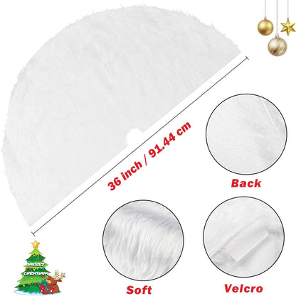 Christmas Tree Skirts 36 Inches Snowy White Faux Fur X-Mas Tree Skirt Decorations and Soft Christmas Tree Dress